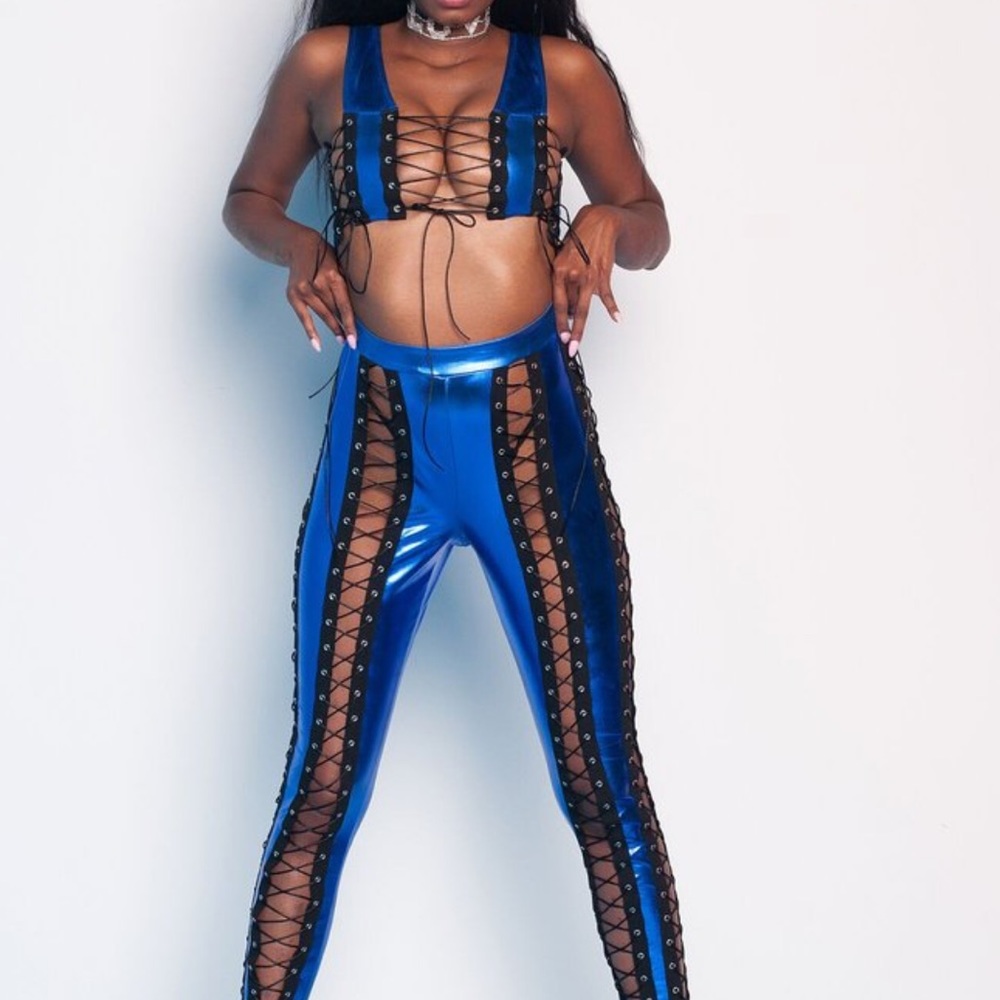 Kloset Envy Electric Blue Lace Up Two Piece Set